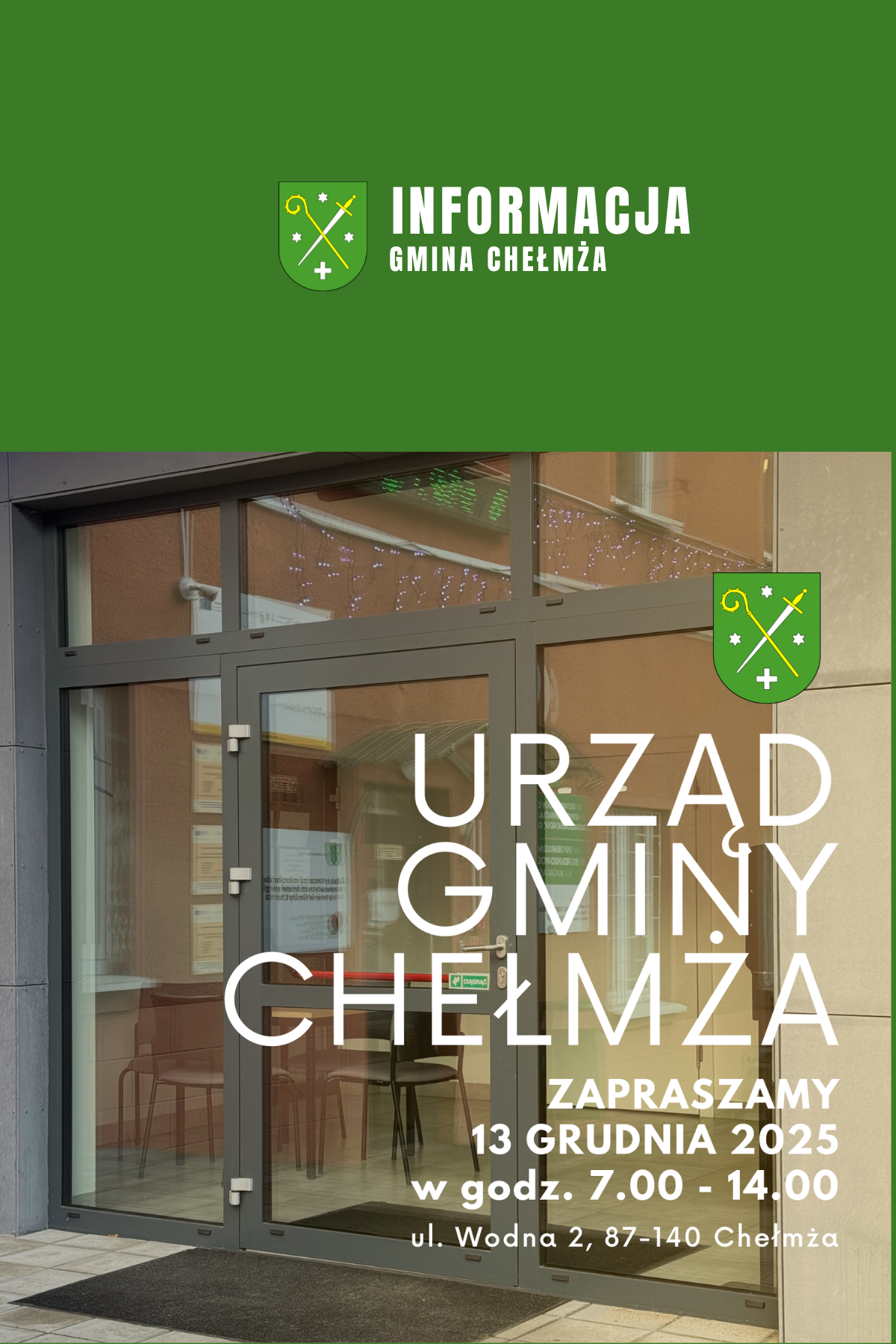 13 grudnia - Urząd Gminy czynny!