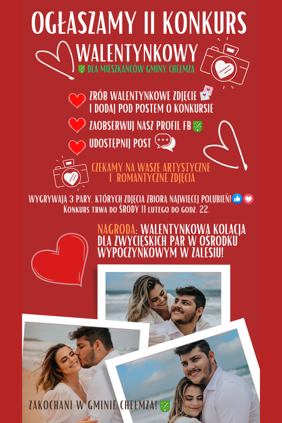 ZAKOCHANI W GMINIE CHEŁMŻA - KONKURS WALENTYNKOWY!